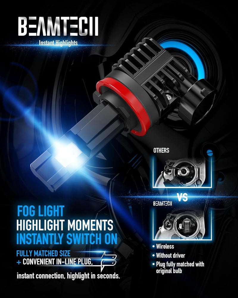 BEAMTECH H11 Fog Light Bulb H8 H9 Fog Replacement - Image 2